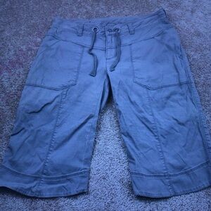 Casual Drawstring Cargo Capri Shorts - Slate Blue